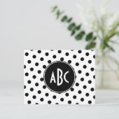 Carte Postale Monogrammé Blanc et Noir à Pois (Debout devant)