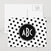 Carte Postale Monogrammé Blanc et Noir à Pois (Devant / Derrière)
