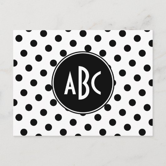 Carte Postale Monogrammé Blanc et Noir à Pois (Devant)