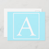 Carte Postale Monogramme bleu ciel simple (Devant / Derrière)