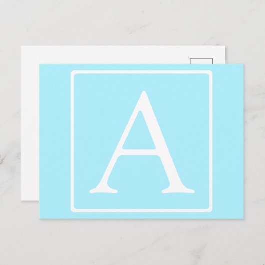 Carte Postale Monogramme bleu ciel simple (Devant / Derrière)