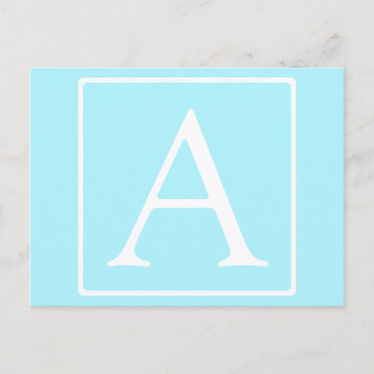 Carte Postale Monogramme bleu ciel simple (Devant)