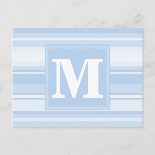 Carte Postale Monogramme Bleu rayures (Devant)