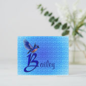 Carte Postale Monogramme Bluebird Initiale B Personnalisé (Debout devant)