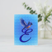 Carte Postale Monogramme Bluebird Initiale E Élégant (Debout devant)