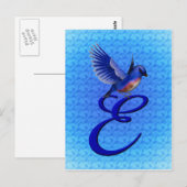 Carte Postale Monogramme Bluebird Initiale E Élégant (Devant / Derrière)