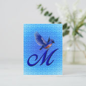 Carte Postale Monogramme Bluebird Initiale M Élégant (Debout devant)