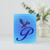 Carte Postale Monogramme Bluebird Initiale P Élégant (Debout devant)