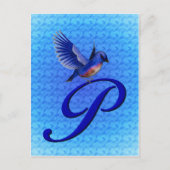 Carte Postale Monogramme Bluebird Initiale P Élégant (Devant)