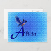 Carte Postale Monogramme Bluebird Votre Nom Initial A (Devant / Derrière)
