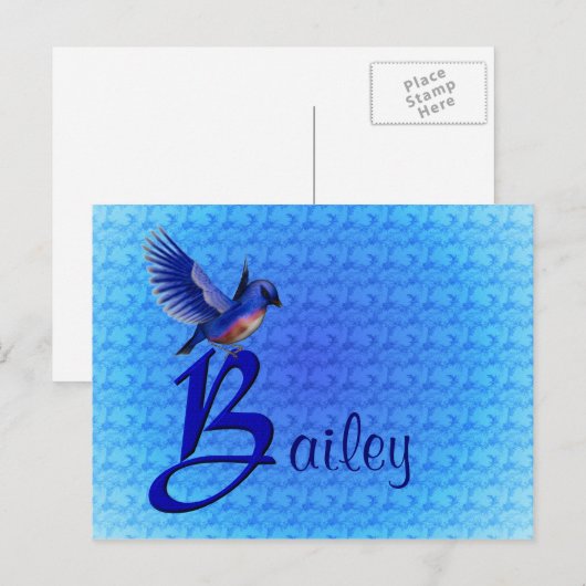 Carte Postale Monogramme Bluebird Votre nom initial B (Devant / Derrière)