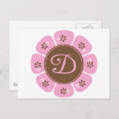 Carte Postale Monogramme Brown et rose D (Devant / Derrière)