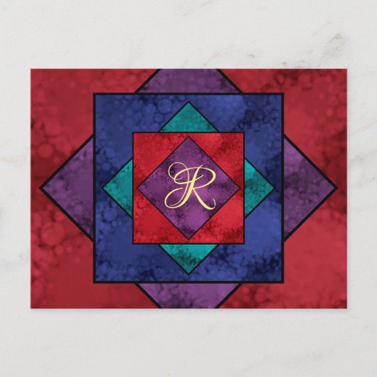 Carte Postale Monogramme Carré de surface (Devant)
