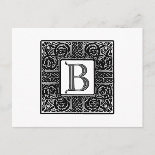 Carte Postale Monogramme Celtique "B" argenté (Devant)