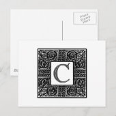 Carte Postale Monogramme Celtique "C" argenté (Devant / Derrière)