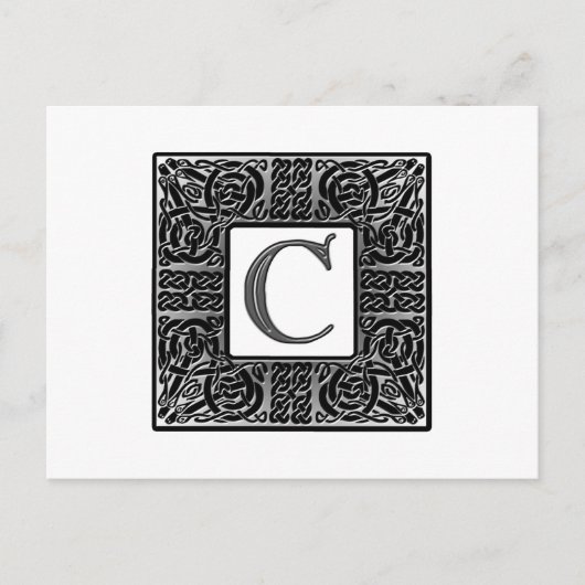 Carte Postale Monogramme Celtique "C" argenté (Devant)