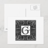 Carte Postale Monogramme Celtique "G" argenté (Devant / Derrière)