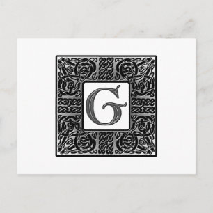 Carte Postale Monogramme Celtique "G" argenté