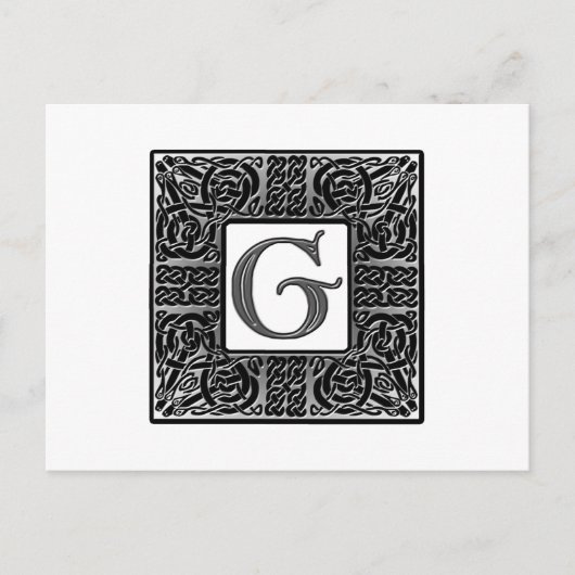 Carte Postale Monogramme Celtique "G" argenté (Devant)