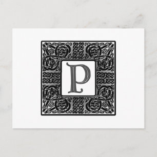 Carte Postale Monogramme Celtique "P" argenté