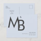 Carte Postale Monogramme contemporain Dusty Blue Enregistrer la  (Devant / Derrière)