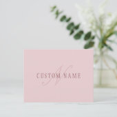 Carte Postale Monogramme d'aspect élégant | Or rose (Debout devant)