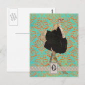 Carte postale Monogramme d'autruche orange (Devant / Derrière)