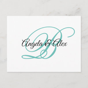 Carte Postale Monogramme de calligraphie fantaisie noir et sarce