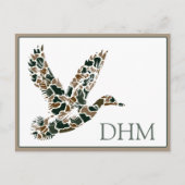 Carte Postale Monogramme de canard colvert camouflage chic (Devant)