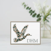 Carte Postale Monogramme de canard colvert camouflage chic (Debout devant)