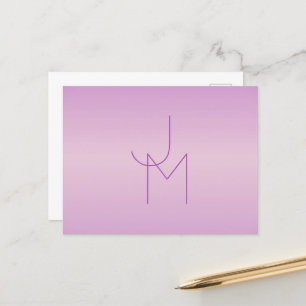 Carte Postale Monogramme de chevauchement unique   Lavande douce