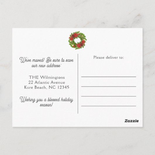 Carte Postale Monogramme de couronne de Noël Faire-part mobile (Dos)