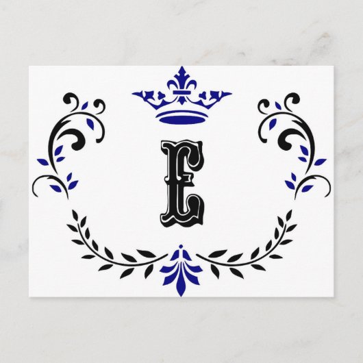Carte Postale Monogramme de couronne 'E' (Devant)
