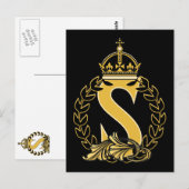 Carte Postale Monogramme de couronne personnalisé - S (Devant / Derrière)