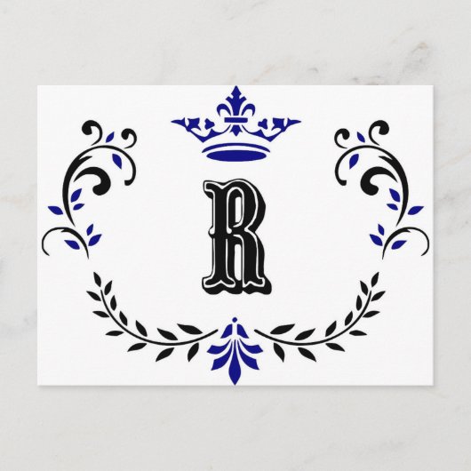 Carte Postale Monogramme de couronne 'R' (Devant)