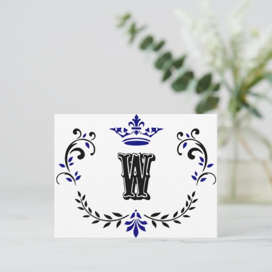 Carte Postale Monogramme de couronne 'W' (Debout devant)