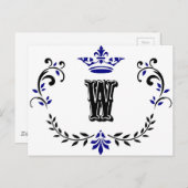 Carte Postale Monogramme de couronne 'W' (Devant / Derrière)