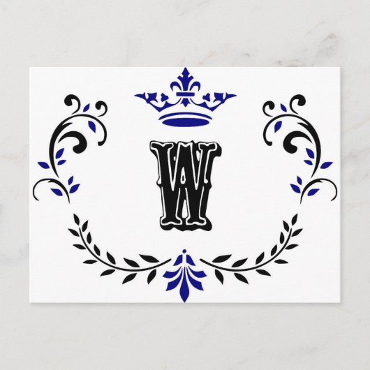 Carte Postale Monogramme de couronne 'W' (Devant)