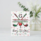 Carte Postale Monogramme de golf Joyeux Noël - Design de vacance (Debout devant)