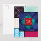 Carte Postale Monogramme de la surface composée en patchwork (Devant / Derrière)