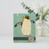 Carte postale Monogramme de lagon bleu pingouin (Debout devant)