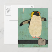Carte postale Monogramme de lagon bleu pingouin (Devant / Derrière)