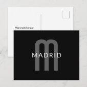 Carte Postale Monogramme de nom à l'aspect moderne | Noir Gris B (Devant / Derrière)
