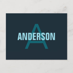 Carte Postale Monogramme de nom personnalisable simple en gras