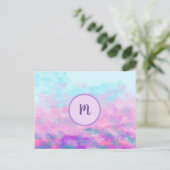 Carte Postale Monogramme de nuages roses mignons (Debout devant)