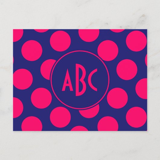 Carte Postale Monogramme de point rose clair et bleu minuit (Devant)