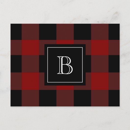 Carte Postale Monogramme de sériole plaqué rustique rouge initia (Devant)