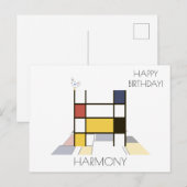 Carte Postale Monogramme de style art moderne. Lettre H (Devant / Derrière)