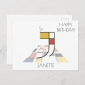 Carte Postale Monogramme de style art moderne. Lettre J (Devant / Derrière)