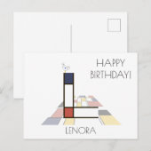 Carte Postale Monogramme de style art moderne. Lettre L (Devant / Derrière)